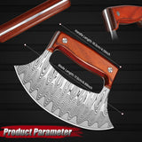 ROCOCO Pizza Cutter Ulu Knife – Full Tang Mezzaluna Rocker Chopper with Sheath for Kitchen, Camping, BBQ, Gifts for Men Women