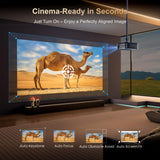 Alvar Smart Projector 2026 Upgraded, 2000 ANSI, 4K Supported, Built in NetfIix App, DoIby Audio & 50W Speakers, Auto Focus, WiFi 6, Bluetooth 5.3, Home Theater & Outdoor Movie Projector, Black