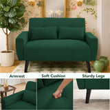 Jarenie 48" Small Loveseat Sofa, Mid Century Modern Love Seat Couch with Back Cushions and Plastic Legs, 2 Seater Couches for Living Room, Bedroom, Small Spaces, Green