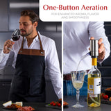 Rechargeable Electric Wine Opener Set with Aerator, Foil Cutter & Vacuum Stoppers – Automatic Wine Bottle Opener Kit with Portable Case – 7 Piece Wine Gift Set (Silver)