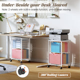 Sbanmao Letter/Legal Rolling File Cabinet, Rolling File Cart with 2 Drawers Filing Cabinet for Home Office, Hanging File Folders Organize, White