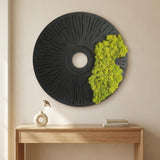 Round Moss Wall Art Set of 3 Preserved Moss Decor on Solid Wood Base Natural Wooden Wall Decor for Living Room Office Home Zero Maintenance Botanical Art