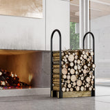 Fire Beauty Firewood Log Rack Adjustable Bracket Kit, Fireplace Wood Storage Holder,Black Powder,Coated Steel, Outdoor and Indoor(Adjustable)