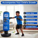 Marwan Sports Ninja Kids Punching Bag — Inflatable Sensory Toy & Birthday Gift for Boys & Girls Ages 4-12, 63" Freestanding 5-in-1 Kit, Indoor Apartment-Quiet Sensory-Friendly Active Play