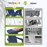 nevilywood Folding Adirondack Chairs Set of 4, HDPE Cup Holders, NavyBlue