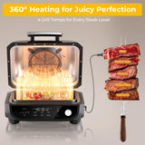 Candy Indoor Grill & Air Fryer with Ceramic Accessories, 500°F Max, 7-IN-1 Digital Display, 5.2 QT Electric Low Smoke, 1500W