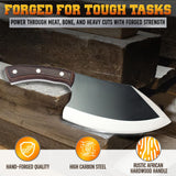 Animas Forge Dynamite Cleaver Meat Cleaver Knife Heavy Duty High Carbon Steel Butcher Knife Desert Hardwood Handle Full Tang BBQ Meat Cutting Butchering Kitchen Cooking Outdoor Camp Bone Chopping Prep