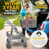 Folding Shopping Cart with Wheels, 80lbs Multi Use Grocery Carts with 360° Wheels & Removable Tote Bag (Gray)