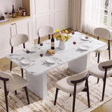 LEYAOYAO Extendable Dining Table for 4-6,63"–79" with Fluted Base(White)
