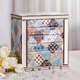 Homruilink High End Glass Jewelry Box for Women, 5 Layer, Geometric Floral