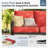 MFSTUDIO 5 Piece Metal Patio Furniture Set with Red Cushion
