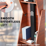 Pneumatic Height Adjustable Podium, Professional Presentation Lectern with 24 inch Platform and Storage Shelves