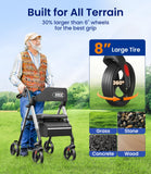 VOCIC Walkers for Seniors, Z21 Rollator Walker with Seat Supports 350lb, 8" Big Wheels for All Terrain, Ergonomic Arc Seat & 6" Ultra Backrest Foldable Walker, Dual Height Adjustment, Lightweight 2026
