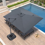 PURPLE LEAF Cantilever Umbrella 9' x 11.5' Rectangle 360° Rotation Grey