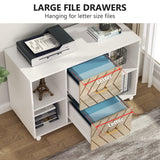2 Drawer File Cabinet Large Mobile Lateral Filing Cabinet Letter Size for Home Office, White LITTLE TREE