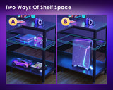 ODK 48 Inch Gaming Desk with USB Charging Ports and LED Lights, Reversible L Shaped Computer Desk with Storage Shelves