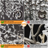 kvtinmty 16-Light Modern Living Room Crystal Chandeliers,48" Round Silver Tree Branche Chandelier,Silver K9 Crystal Chandeliers for Dining Room,High Ceiling,Entryway、Foyer