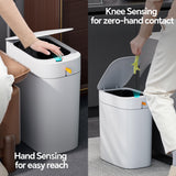 Bathroom Trash Can with Lid, 3.5 Gallon Slim Touchless Sensor Trash Can, Automatic Suction Smart Trash Can