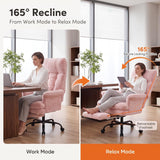 Teddy Fleece High Back Executive Office Chair with Flip Armrests (Pink)