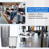 Hushee 12 Pcs Metal Mesh Trash Can Wire Waste Paper Basket Trash Bin Garbage Can for Dorm Room, Office Under Desk, School, Kitchen, Bedroom, Den, Toilet(Silver,12 Pcs)