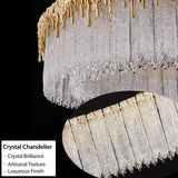 kvtinmty Round Crystal Chandelier, D40 Modern Gold Crystal Chandeliers for Dining Room, 14-Light Height Adjustable Chandelier for Living Room, High Ceiling Staircase, Foyer