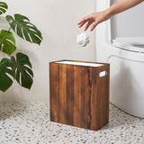 iEGrow 3 Gallon Wooden Trash Can, Small Wood Waste Basket with Liner Acacia