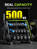 YOLEO Professional Dumbbell Rack, 1100LBS Capacity Weight Rack for Dumbbells Barbells Kettlebells, 3-Tier Adjustable Weight Stand (Rack Only)