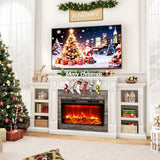 LGHM 80" Electric Fireplace with Mantel, Fireplace TV Stand for TVs Up to 90 Inch, Modern Entertainment Center with Storage, 30'' Fireplace Heater Insert with 3D Flame Effect for Living Room