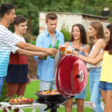 Electric Grill, Techwood Indoor/Outdoor Electric BBQ Grill, 1600W Portable Removable Stand Grill with Adjustable Heat & Drip Tray (Red)