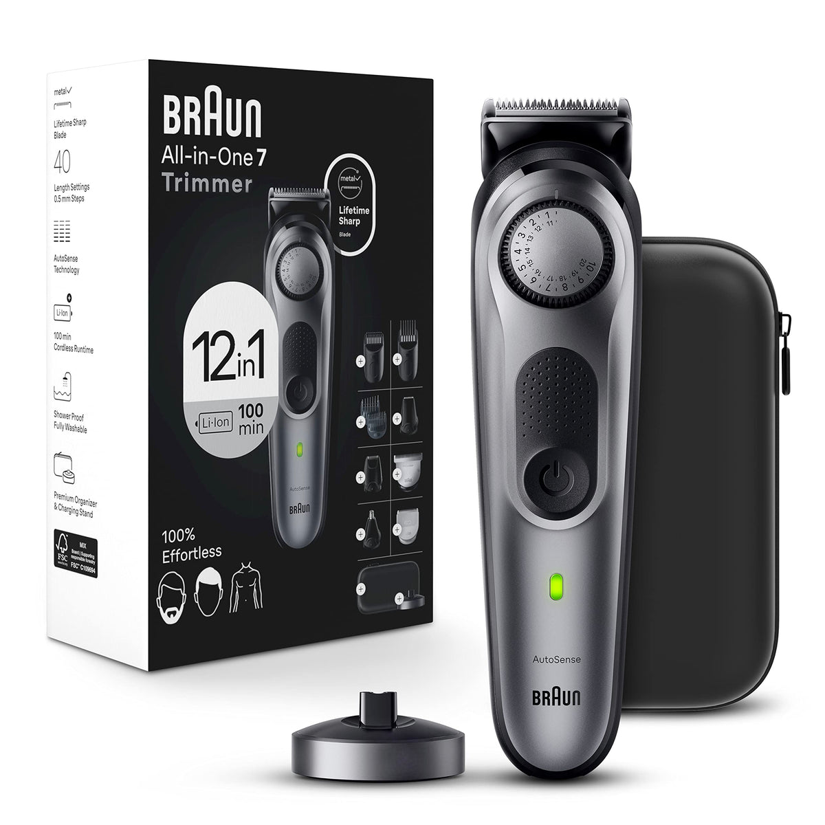 Braun All-in-One Men's Shaving Kit Series 7 7440, 12-in-1 Beard, Face ...