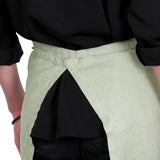 Pure Linen Bistro Half Apron - 25 x 35 Inch Unisex Waist Aprons with Large Pocket Ideal for Kitchen Crafts and More (Sage)