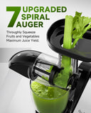 Juicer Machines - AMZCHEF Cold Press Masticating Juicer whole Fruit and Vegetable - Delicate Chew No Need to Filter - BPA Free Juice Extractor with 2 Cups and Brush- Pear White