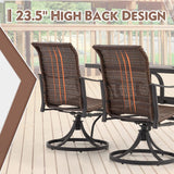 MELLCOM Patio Wicker Swivel Chair Set of 4, Heavy Duty Outdoor Dining Chair with 23.5'' High Back, Extra-Large Water-Fall Seat, Rattan Porch Seating Gentle Rocker for Outside, Backyard, Garden