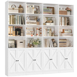 FACBOTALL 72.8" Large Bookshelf, Farmhouse Bookshelf with 8 Doors, White