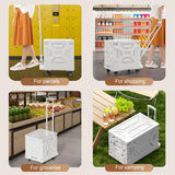 Foldable Shopping Cart with Wheels, Collapsible Rolling Crate for Groceries, Folding Storage Box with Handle,