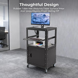 Mobile AV Cart with Locking Cabinet for Home, Office, Projector & Printer