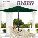 Midtown Umbrellas - The Lean 8 Ft Patio Umbrella with Fade-Resistant Sunbrella Fabric, Auto-Tilt Aluminum Frame and 8 Reinforced Ribs for Deck, Pool & Garden - Forest Green Canopy, Black Pole