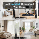 Comfort Zone 40-Inch Bladeless Tower Fan for Bedroom – Quiet Standing Fan with Remote Control, 9H Timer & Wide Area Oscillation – Turbocharged Airflow & Digital LED Display – Black