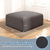 40" Oversized Square Corduroy Ottoman, Large Ottoman Pouf Footstool, Grey