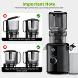 Cold Press Juicer Machine, 5-Inch Wide Chute Masticating Juicer, 1.2L Slow Juicer for Whole Fruits & Vegetables, Easy to Clean Electric Juice Extractor, Juice Maker with Recipe Guide, Black & Gray