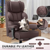 BestGlory Office Desk Chair, Big and Tall Leather Gaming Chair with Footrest, Wide Ergonomic Comfy Executive High-Back Reclining Computer Chairs, Swivel Rolling Wheels and Padded Lumbar Support,Coffee