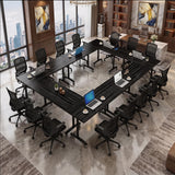 WXHYMXFDC Folding Conference Table with Wheels Modular Foldable Training Tables with Flip Top Business Style Wooden Training Table with Strong Metal Frame for Office Schools Libraries,Black,55in,12