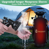 Shcazhcx Manual Portable Shower Pump, Pressurized Camping Shower No Battery, 2.1 Gallon/8L High Pressure Outdoor Shower for Beach, Surf, Camping, Hiking with Insulated Sleeve, White