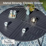 PHI VILLA 5 Pcs Outdoor Dining Set for 4&Round Metal Table