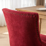 MOOLSUN Fabric Dining Chairs Set of 6, High Back Side Chairs, Modern Padded High-End Tufted Upholstered Chairs with Button-Tufted Back & Rear Pull Tabs, Solid Wood Legs Burgundy(Wood Legs)