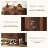 Tribesigns Shoe Cabinet with Doors, 5-Tier Shoe Storage Cabinet with Adjustable Shelves, 20 Pairs Wooden Shoe Rack Organizer, Tall Narrow Shoe Cabinet for Entryway, Hallway, Living Room, Walnut