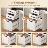L Shaped Desk with Hutch and 3 Drawers, 68.9" Executive Office Desk with File Drawer and Power Outlet