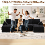 142" Modular Sectional Sofa Boneless Couch with Storage