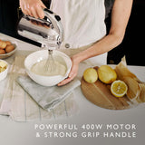 Dualit Hand Mixer - 300W- Strong Grip Handle - Attachments Included - Integral Plug Storage - 4 Speed Settings - Repairable gears - Flat Beaters, Dough Hooks, Balloon Whisk