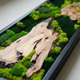 Handmade Preserved Moss Wall Art with Solid Cedar Wood Frame, 100% Real Moss Wall Decor, Maintenance-Free Greenery Art for Modern Office & Home, Unique Vertical Nature Art Gift 1 Piece, 14" x 43"